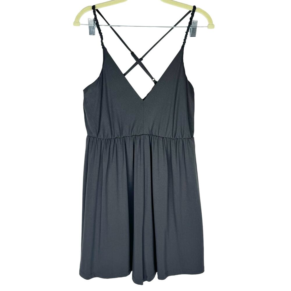 Nwot Wishlist Gray Modal Blend Soft Stretch Jersey Strappy Romper Sz Medium